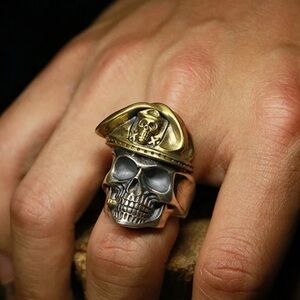 925 Sterling Silver Skull Ring With Cigar And Beret